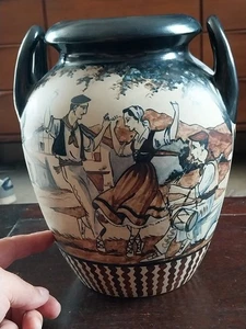 LARGE ANTIQUE BASQUE CIBOURE VASE SIGN P BERNE 26.5 CM BASQUE STONEWARE DIAM 22 CM - Picture 1 of 9