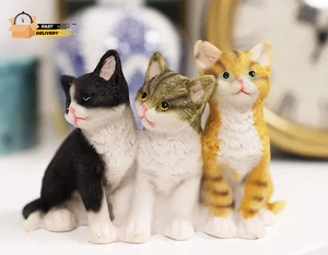Figura Ebros Trío Realista Gatitos de Pelo Corto Gatos Sentados Lado a Lado 5" Lon - Imagen 1 de 12
