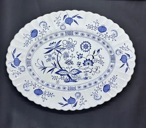 Blue and White Ironstone English platter, J&g Mankin,Dishwasher safe, fluted - Picture 1 of 6