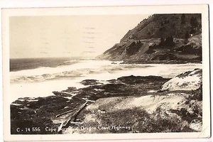 RPPC Postcard CAPE PERPETUA Oregon Coast Highway Ocean Rocks Real Photo OR - Picture 1 of 2