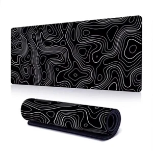 Tappetino Mouse XL 70x30cm Gaming Mousepad con Con Texture Linee Bianco E Nero - Foto 1 di 5