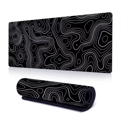 Tappetino Mouse XL 70x30cm Gaming Mousepad con Con Texture Linee Bianco E Nero - Immagine 1 di 4