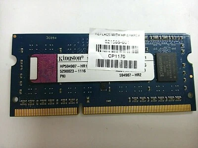 Kingston HP594907-HR1-ELFE 1GB DDR3 PC3-10600 204-Pin Laptop SODIMM RAM Memory 2 - Image 1 of 2