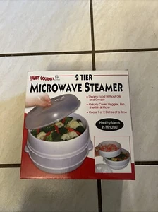 Handy Gourmet JB5001 2 TIER MICROWAVE STEAMER  WHITE NOB - Picture 1 of 8