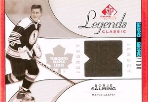UD SP GAME USED SPGU 2009 BORJE SALMING NHL MAPLE LEAFS LEGENDS GAME JERSEY /100