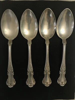 Gotham Sterling Cambridge (4) cucharas para servir P monograma Pat. 1899 Foto 1 de 4
