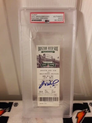 BOSTON RED SOX WILL MIDDLEBROOKS FIRST MLB HOME RUN SIGNED TICKET PSA SLABBED - Image 1 of 4