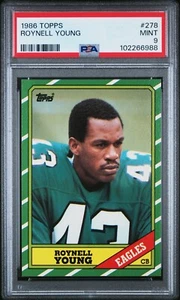 1986 TOPPS #278 ROYNELL YOUNG PSA 9 MINT POP 38 ONLY 18 HIGHER EAGLES - Picture 1 of 2