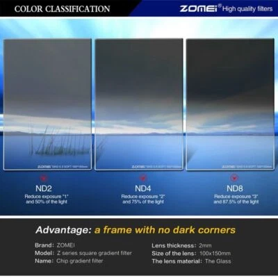 ZOMEI 150*100mm Double MC optical Glass Soft Gradual Gray GND Filter for Cokin Z - Image 1 of 4