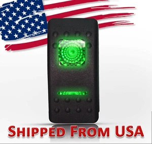 Wippschalter 2-LED grün beleuchtet zweipolig 20A 12V 5-polig - Bild 1 von 6