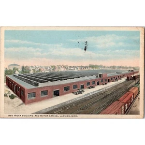 REO MOTOR CAR COMPANY Original 1918 Antique Postcard - Truck Building - Lansing - Picture 1 of 3