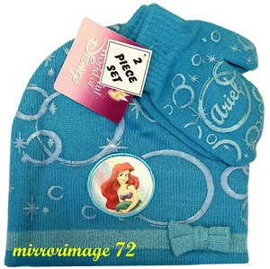 Disney Toddler Girls Beanie & Mitten Winter 2 Piece Set , Aqua Blue  - Picture 1 of 2