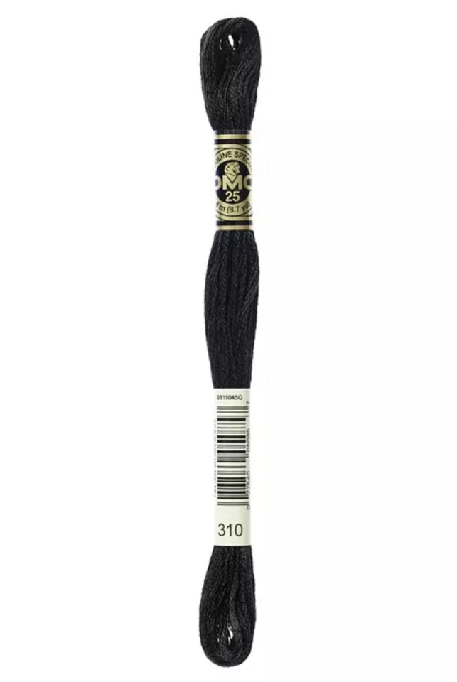 DMC - Color # 310 (Black) - Six Strand Embroidery Floss -- Per Skein - Image 1 of 1