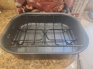 Bakers Advantage Non-Stick Roast Pan With V-Rack Pre Owned PLEASE SEE PICTURES - Picture 1 of 4