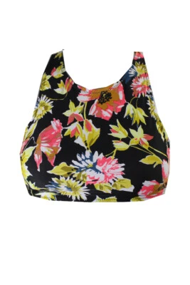 Volcom Schwarzer Gelber Wild Buds Häkel Rückenfreier Crop Halter Bikini Top XS - Bild 1 von 3