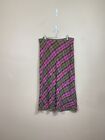Oilily Womens Plaid Crinkle Midi Skirt L Pink Green Preppy 90s Y2K Academia