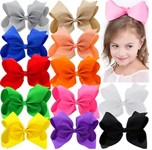 Arco de cabello grande de 8 pulgadas hecho a mano arco clip de cocodrilo cinta para niñas niños Reino Unido - Imagen 1 de 19