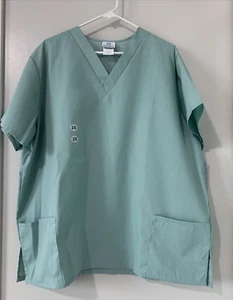 NWT WOMEN'S SCRUB UNIFORM TOP 2XL WHITE SWAN Sea Spray Green NEW - Picture 1 of 9