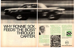 1967 SOX & MARTIN HEMI GTX  PRO STOCK DRAG RACING ~ ORIGINAL 2-PG CARTER CARB AD - Imagen 1 de 2