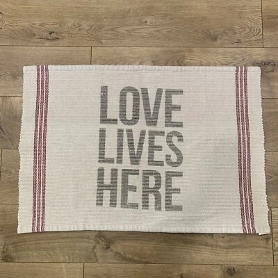 Primitives By Kathy Cotton Throw Rug Farmhouse Cottage Religious Love Blessings - Image 1 of 4