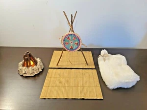 American Girl Kaya's Fire Pit, 2 Tule Mats, Shield & Pillow Cover - Picture 1 of 12