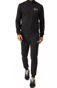 New Mens EA7 Emporio Armani 3ZPV51 PJ05Z Cotton Full Tracksuit Black Size XL - Picture 1 of 8