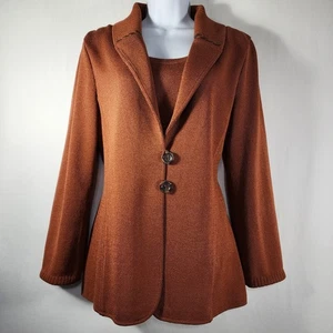 Conjunto de suéter/chaqueta y concha St. John Sport talla L informal tejido noche naranja quemado - Imagen 1 de 24