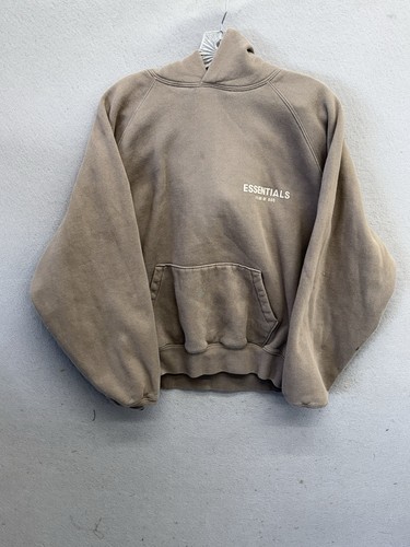 Felpa con cappuccio Essentials Fear of God uomo SS'22 logo floccato NC3 Desert Taupe Small S