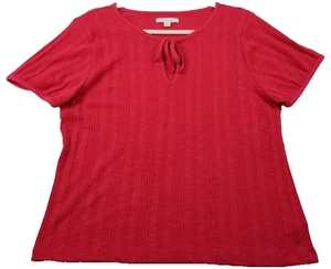 Free Assembly Top Womens Extra Large XL Red Tie Short Sleeve Stretch Casual Knit - Picture 1 of 10
