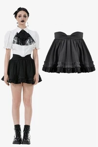 Dark In Love Women Black Gothic Punk Sweet Bow Pleated Mini Short Skirt - Picture 1 of 20