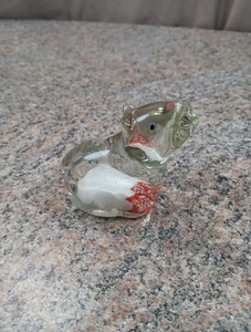 Cute Guinea Pig  hamster glass Paperweight Murano Style White Red 2" - Picture 1 of 8