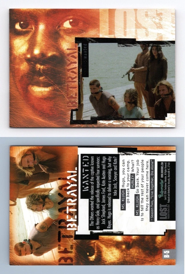 Wanted #B-5 Lost Season 2 Inkworks 2006 Betrayal Foil Trading Card - Image 1 of 1