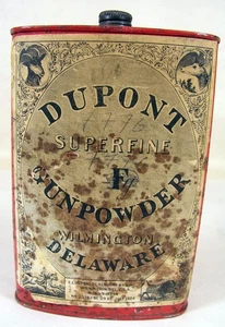 Vintage Dupont Superfine F polvere da sparo latta Wilmington Delaware - Foto 1 di 4