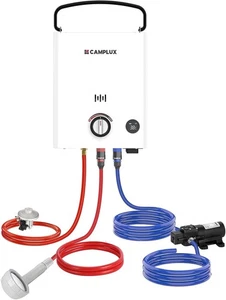 CAMPLUX 5 LPM Gas Instant Hot Water Heater Shower System w/ 4.3L Pump & 2 Hoses - Picture 1 of 7