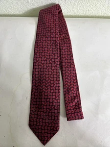 Corbata vintage Christian Dior toda seda roja negra geométrica  - Imagen 1 de 10