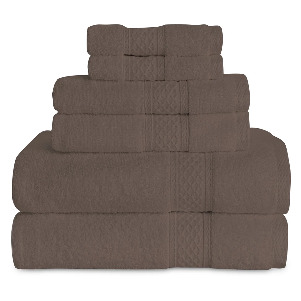 Juegos de 6 toallas de baño 100 % algodón, toallas altamente absorbentes para baño hotel Foto 1 de 4