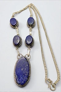 Southwestern blau LAPIS Sterlingsilber plattiert 5 Steine Y Halskette 19" NEU - Bild 1 von 6