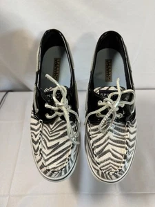 Sperry Top- Sider Women’s Sz 8 M/38.5 Sequin Zebra Print Boat Shoes Black/White - Picture 1 of 8