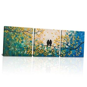 3 Pieces Loving Birds Canvas Wall Art Tree Branch Picture Painting Prints - Picture 1 of 8