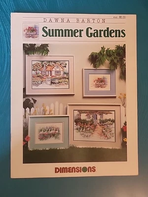 Dimensions "Summer Gardens" Dawna Barton Cross Stitch Leaflet 4 Designs Cottage - Image 1 of 2