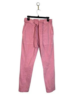 Rebecca Taylor La Vie Patrice Pants Size 27 Pink Belted Utility Twill - Image 1 of 4