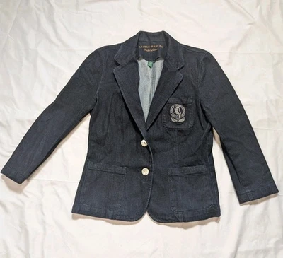 Women's Vintage Ralph Lauren Jeans Co Nautical Logo 2 Button Jean Jacket Sz M - Image 1 of 4