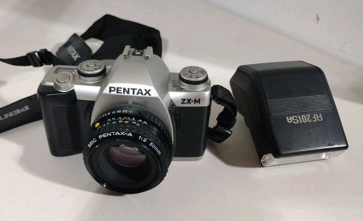 Pentax ZX-M 35mm SLR Film Camera W Pentax-A 50mm 1:2 - Flash&Bag
