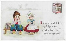 (7599 ) Old Advertising Postcard - ROYAL COFFEE - 2 Dutch Children on Bench
