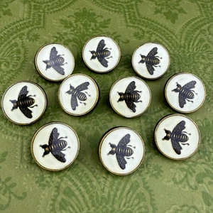 10 GUCCI BIENE KNÖPFE WEISSGOLD METALL RUND 15MM VINTAGE - Bild 1 von 7