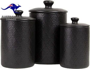 Kitchen Canister, 3 Piece Set, Marquis Matte Black - Picture 1 of 12