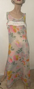 Vintage 50s Night Gown Sheer Lingerie Dress Floral Georgette - Picture 1 of 10