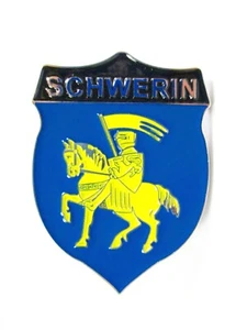 Schwerin Magnet Metall Wappen Souvenir Germany Deutschland Reiter Ritter - Bild 1 von 4