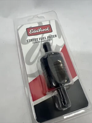 Filtro de combustível de rua Edelbrock 8157 alumínio 3" X 3/4" 3/8" entrada/saída - Imagem 1 de 3
