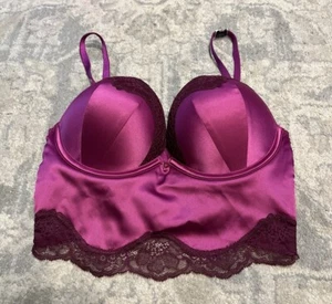 New Victorias Secret Long Line Bombshell +2 Cups Bra Corset Sz 32C Pink Plum - Picture 1 of 7